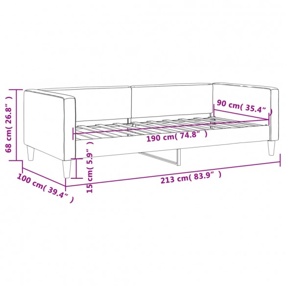 Lit de repos gris foncé 90x190 cm tissu