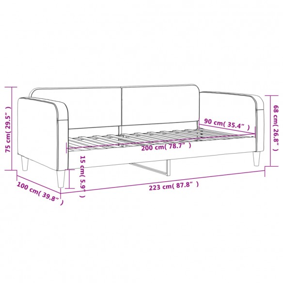 Lit de repos taupe 90x200 cm tissu