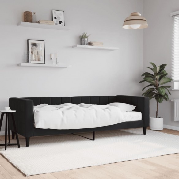 Lit de jour avec matelas noir 80x200 cm velours