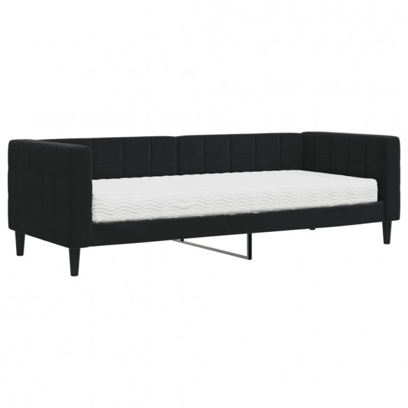 Lit de jour avec matelas noir 80x200 cm velours