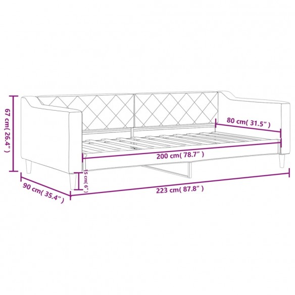 Lit de repos taupe 80x200 cm tissu