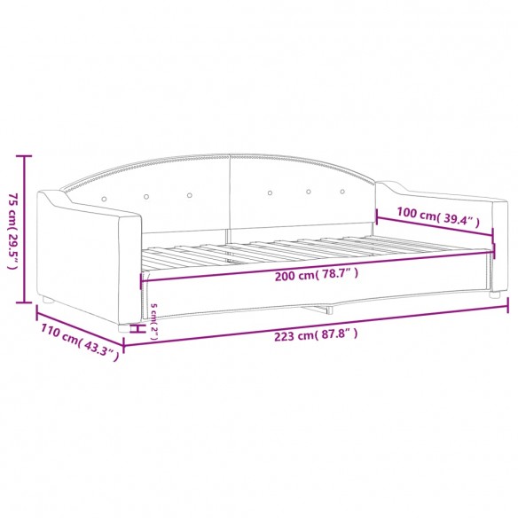 Lit de repos crème 100x200 cm tissu