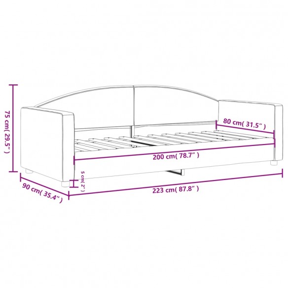 Lit de repos gris clair 80x200 cm tissu