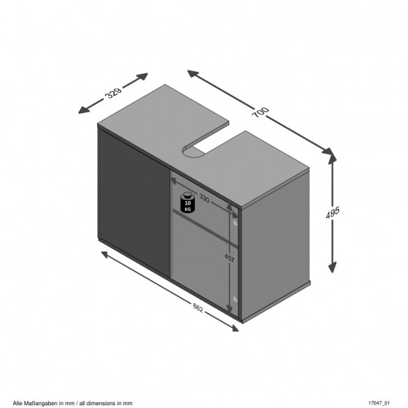 FMD Meuble de salle de bain sous évier 70x32,9x49,5 cm blanc