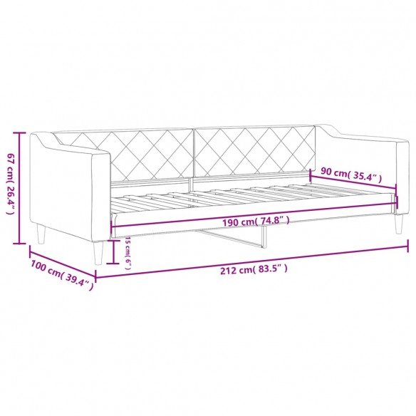 Lit de repos noir 90x190 cm tissu