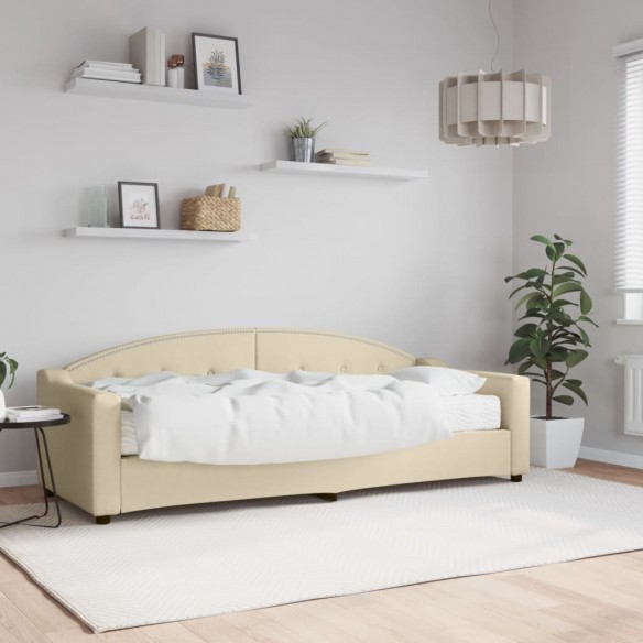 Lit de jour avec matelas crème 80x200 cm tissu