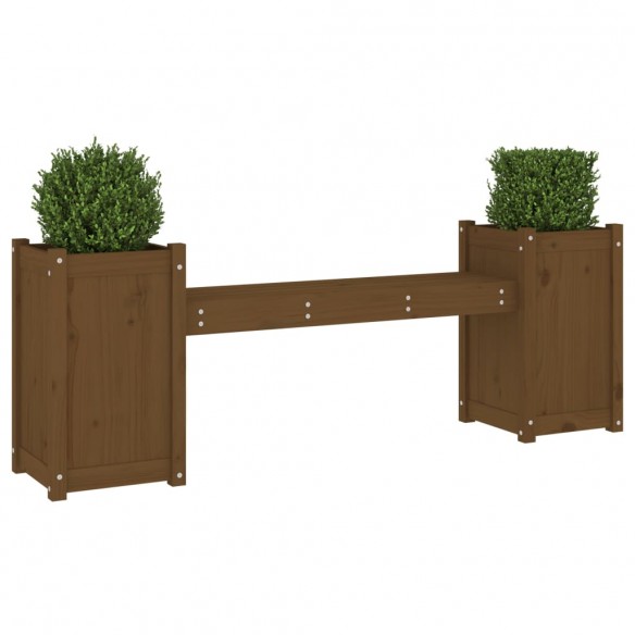 Banc avec jardinières marron miel bois massif de pin