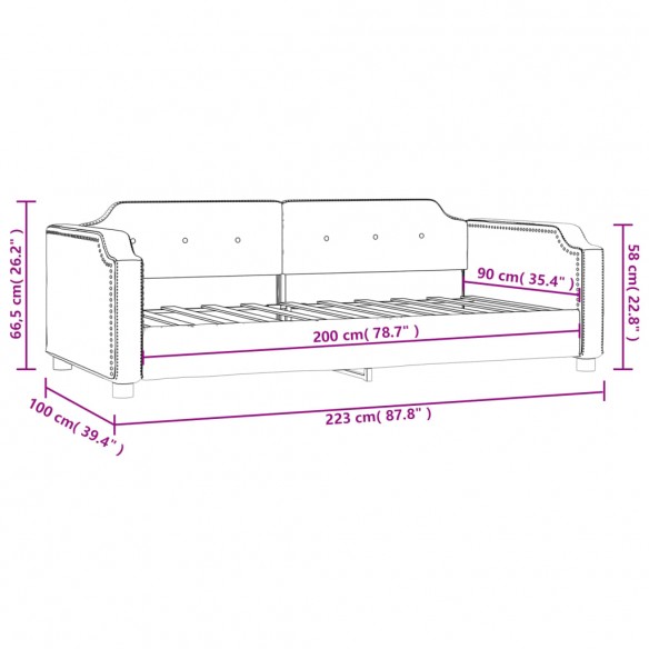 Lit de repos crème 90x200 cm tissu