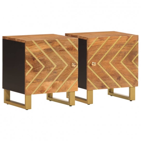 Tables de chevet 2 pcs marron et noir bois de manguier solide