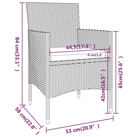 Jeu de chaise et tabouret de jardin 4 pcs Résine tressée Gris