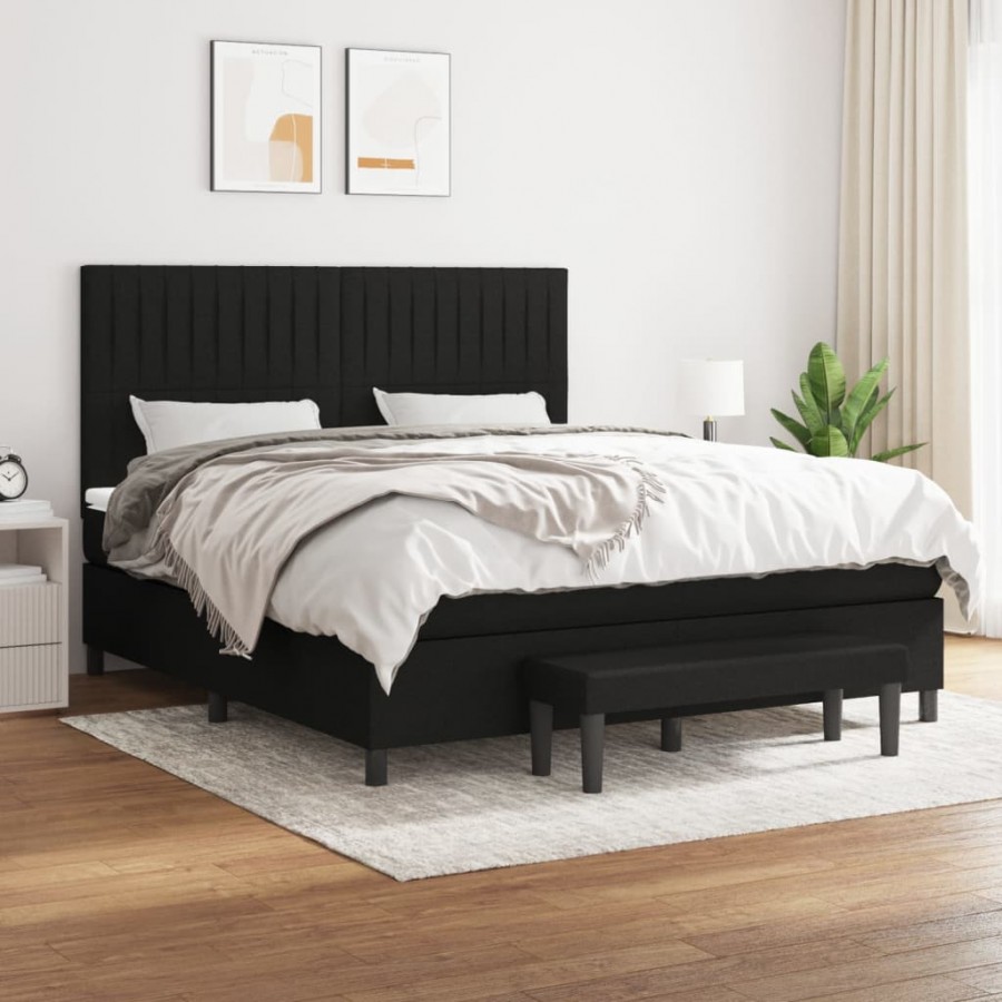 Cadre de lit avec matelas Noir 160x200 cm Tissu