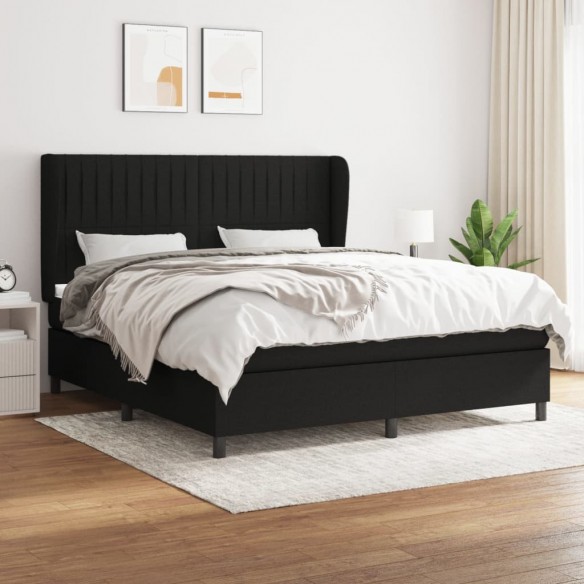 Cadre de lit avec matelas Noir 160x200 cm Tissu