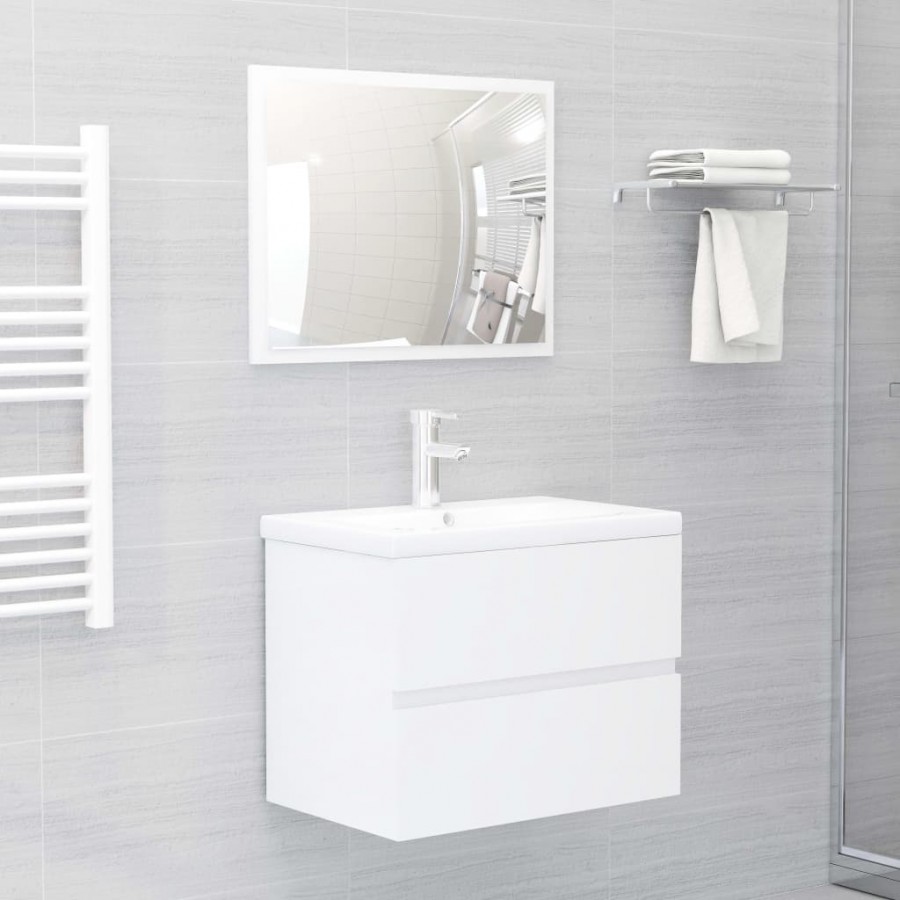 Ensemble de meubles de salle de bain Blanc brillant Aggloméré