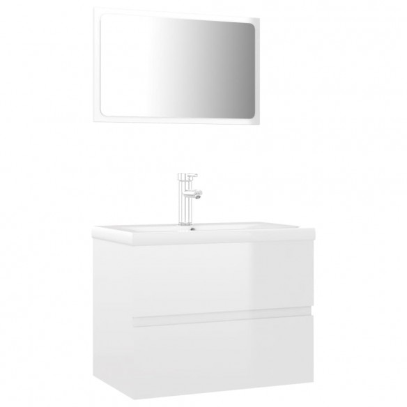 Ensemble de meubles de salle de bain Blanc brillant Aggloméré