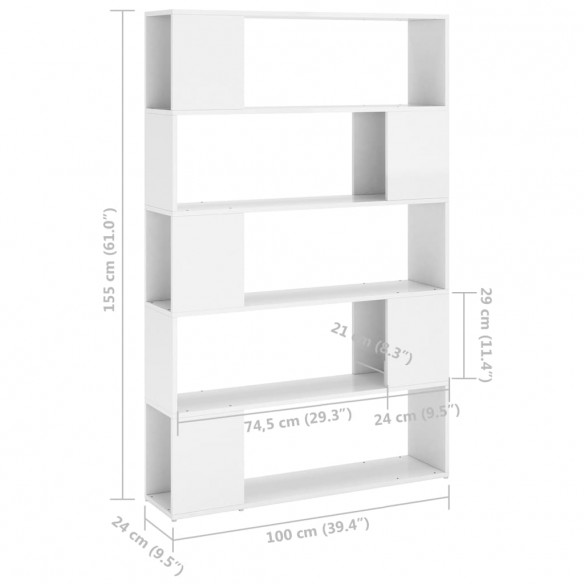 Bibliothèque séparateur de pièce blanc brillant bois ingénierie