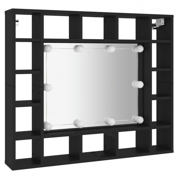 Armoire à miroir à LED noir 91x15x76,5 cm