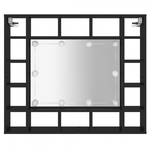 Armoire à miroir à LED noir 91x15x76,5 cm