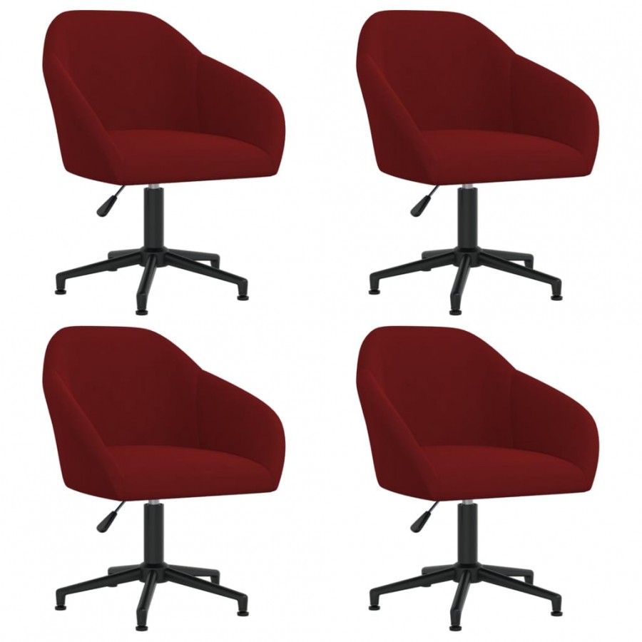 Chaises à manger pivotantes lot de 4 rouge bordeaux velours