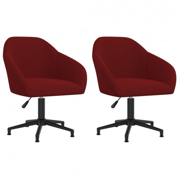 Chaises à manger pivotantes lot de 2 rouge bordeaux velours