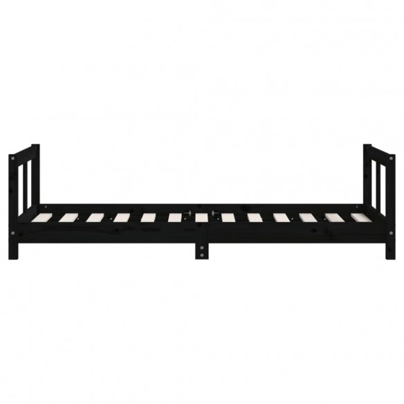 Cadre de lit pour enfant noir 80x160 cm bois de pin massif