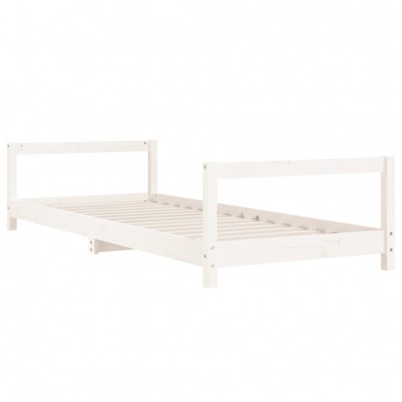 Cadre de lit pour enfants blanc 90x200 cm bois de pin massif