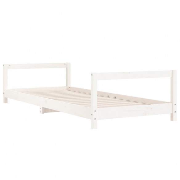 Cadre de lit pour enfants blanc 90x200 cm bois de pin massif