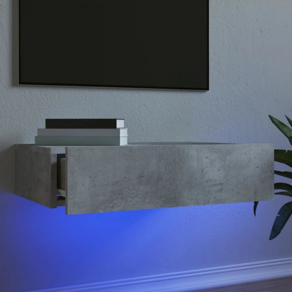 Meuble TV avec éclairage LED gris béton 60x35x15,5 cm