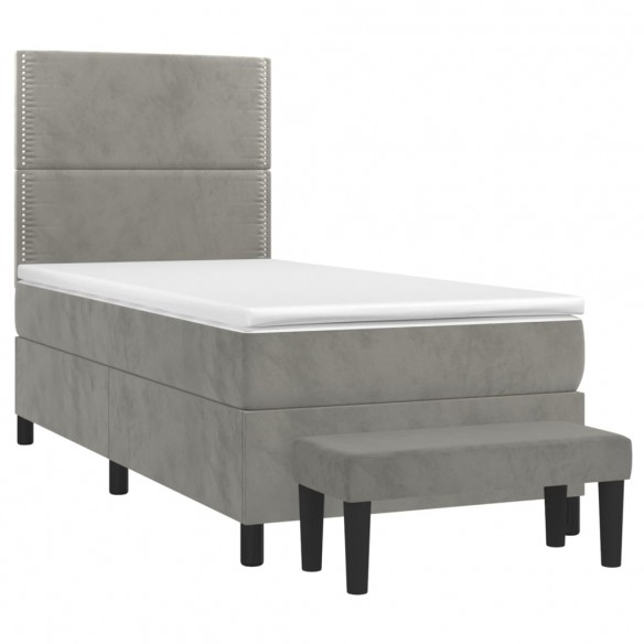 Cadre de lit et matelas Gris clair 80x200 cm Velours