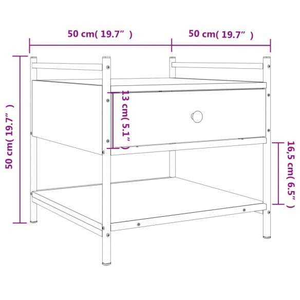 Table basse chêne sonoma 50x50x50 cm bois d'ingénierie