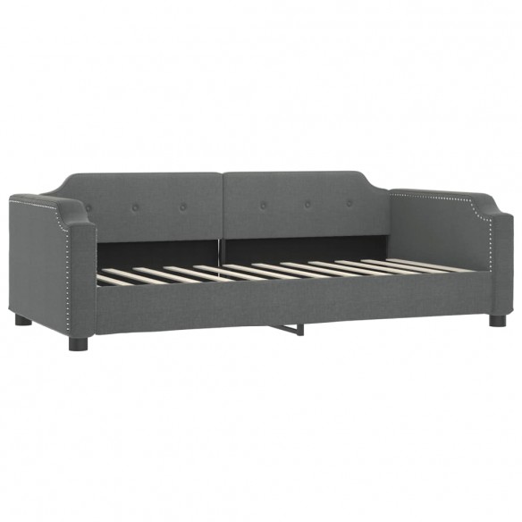 Lit de jour avec matelas gris foncé 90x200 cm tissu