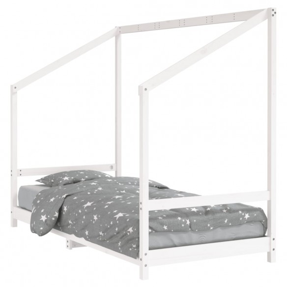 Cadre de lit pour enfants blanc 90x200 cm bois de pin massif