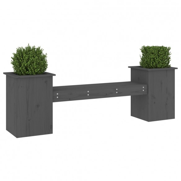 Banc avec jardinières gris 184,5x39,5x56,5cm bois massif de pin