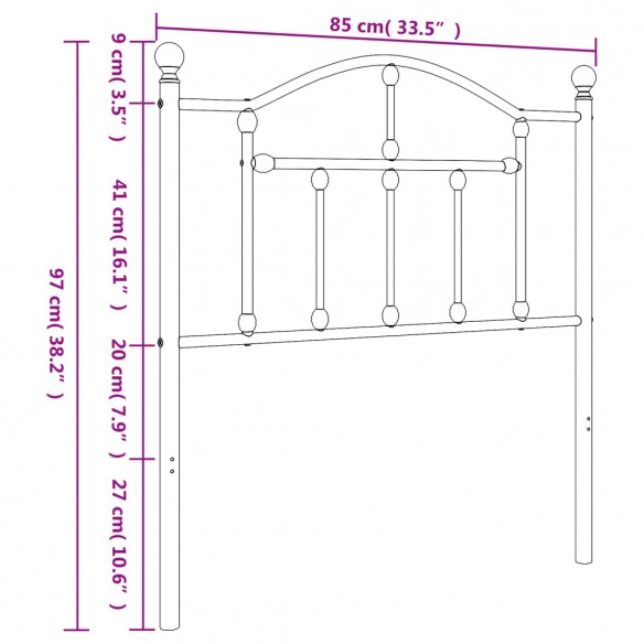Tête de lit métal noir 80 cm