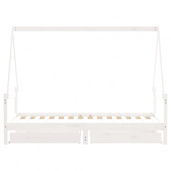 Cadre de lit d'enfants tiroirs blanc 90x190 cm bois pin massif