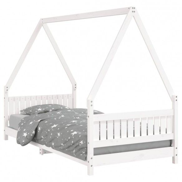 Cadre de lit pour enfants blanc 90x200 cm bois de pin massif