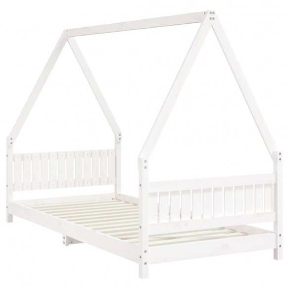 Cadre de lit pour enfants blanc 90x200 cm bois de pin massif