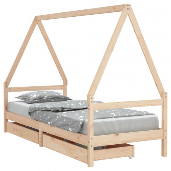 Cadre de lit pour enfants gris 80x200 cm bois de pin massif