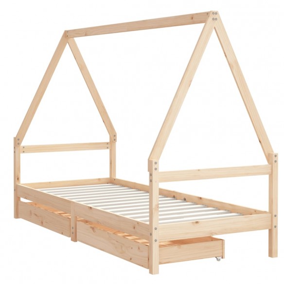 Cadre de lit pour enfants gris 80x200 cm bois de pin massif