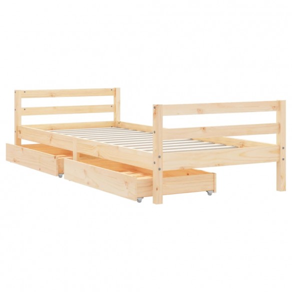 Cadre de lit enfant avec tiroirs 90x200 cm bois de pin massif