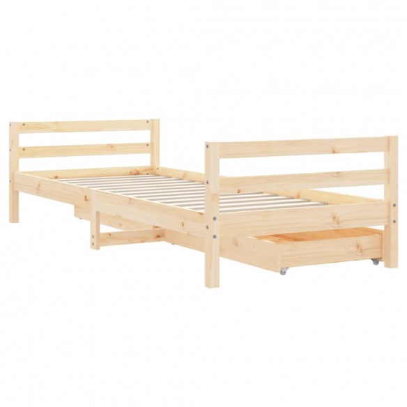 Cadre de lit enfant avec tiroirs 90x200 cm bois de pin massif