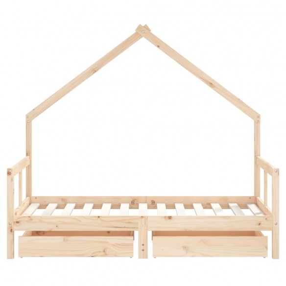 Cadre de lit pour enfant et tiroirs 80x160cm bois de pin massif