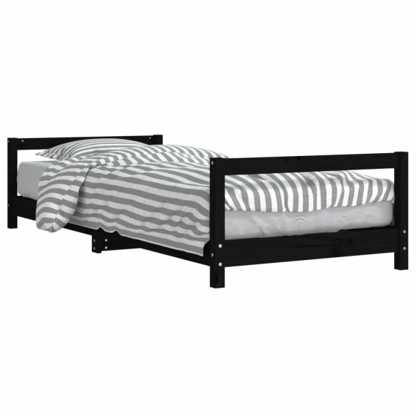 Cadre de lit pour enfants noir 90x190 cm bois de pin massif