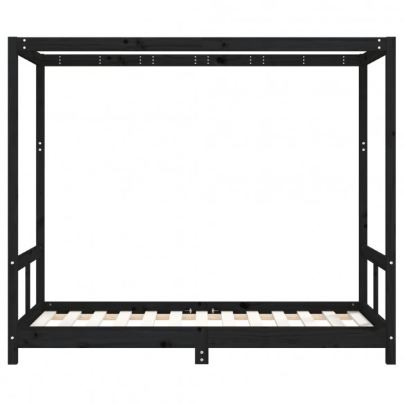 Cadre de lit pour enfant noir 80x160 cm bois de pin massif