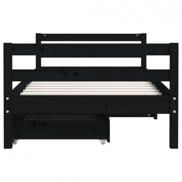 Cadre de lit pour enfant tiroirs noir 80x160 cm bois pin massif