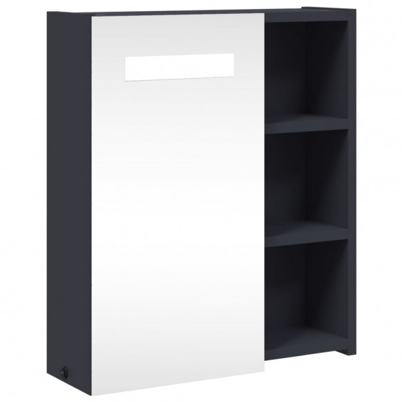 Armoire de salle de bain à miroir avec LED gris 45x13x52 cm