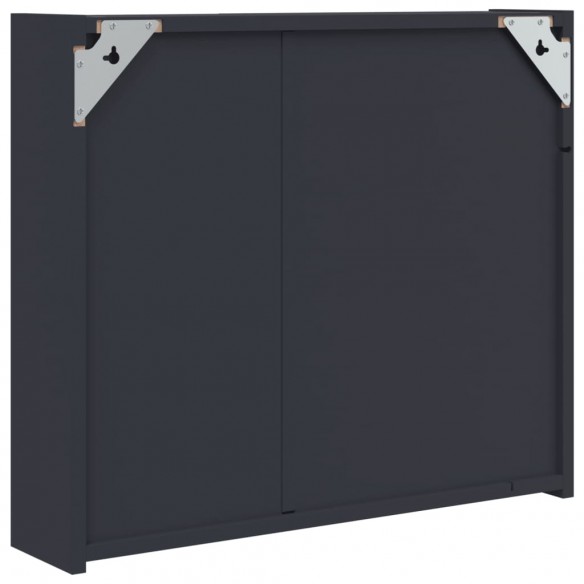 Armoire de salle de bain à miroir avec LED gris 60x13x52 cm