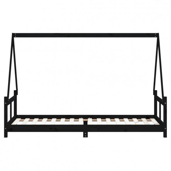 Cadre de lit pour enfants noir 80x200 cm bois de pin massif