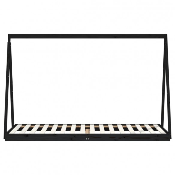 Cadre de lit pour enfants noir 80x200 cm bois de pin massif