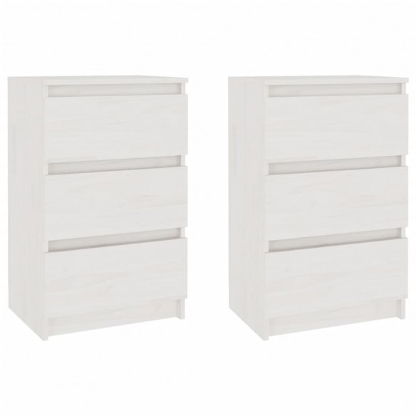 Tables de chevet 2 pcs Blanc 40x29,5x64 cm Bois de pin solide