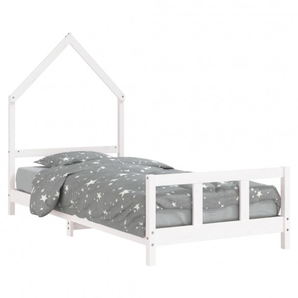 Cadre de lit pour enfants blanc 90x190 cm bois de pin massif